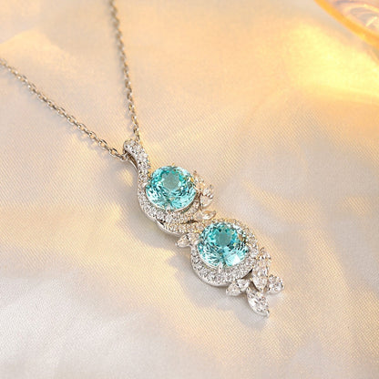 S925 Silver 7.03ct Lab Grown Paraiba Necklace W