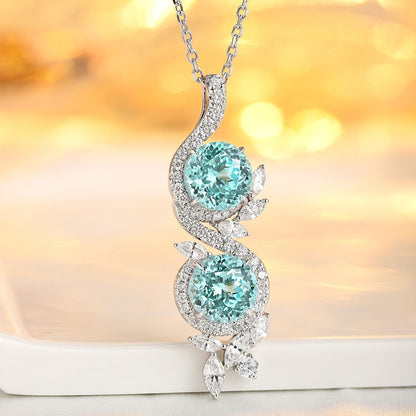 S925 Silver 7.03ct Lab Grown Paraiba Necklace W
