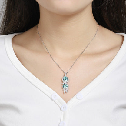S925 Silver 7.03ct Lab Grown Paraiba Necklace W