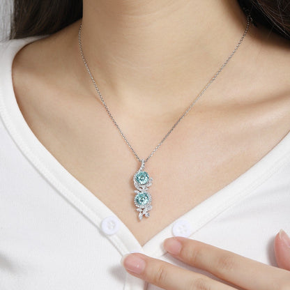 S925 Silver 7.03ct Lab Grown Paraiba Necklace W
