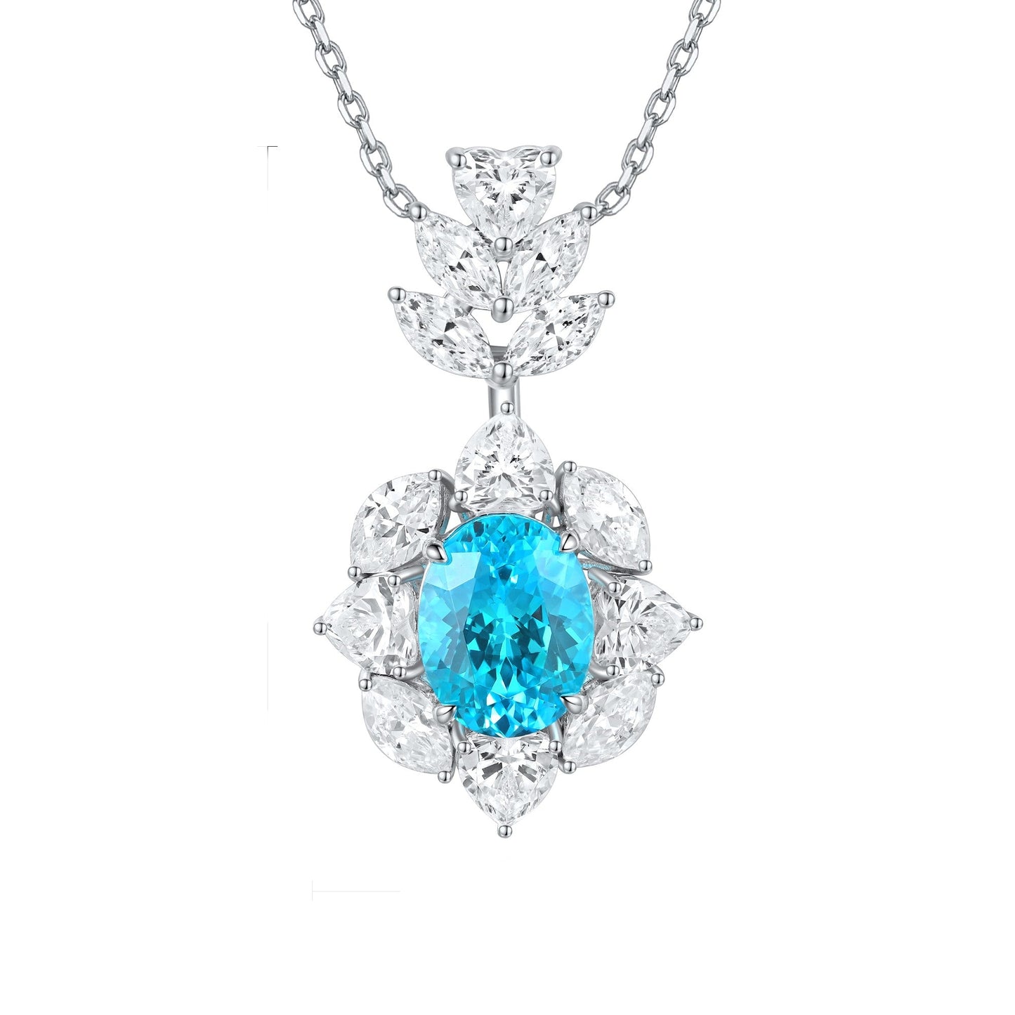 S925 Silver 4.64ct Lab Grown Paraiba Necklace A