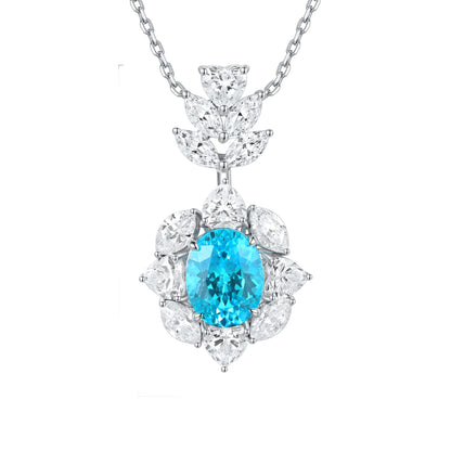S925 Silver 4.64ct Lab Grown Paraiba Necklace A