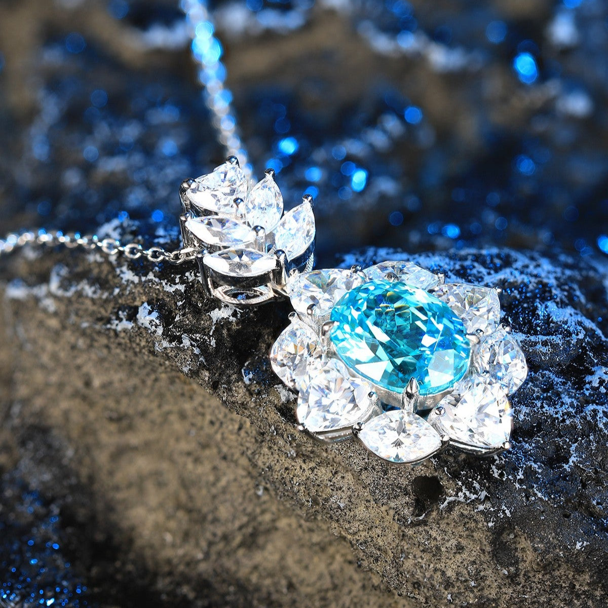 S925 Silver 4.64ct Lab Grown Paraiba Necklace A