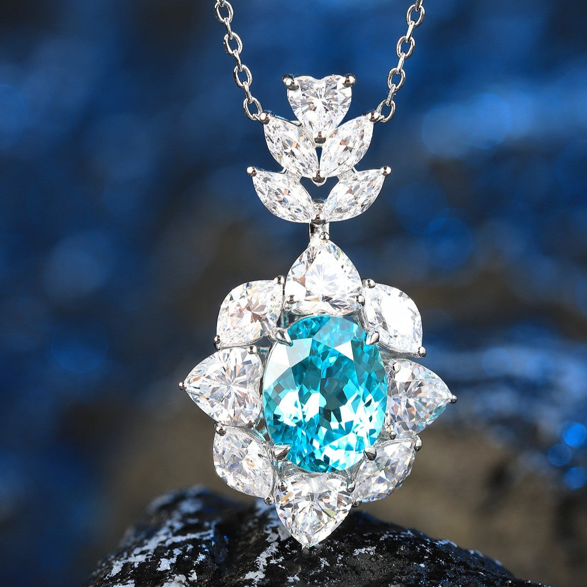 S925 Silver 4.64ct Lab Grown Paraiba Necklace A