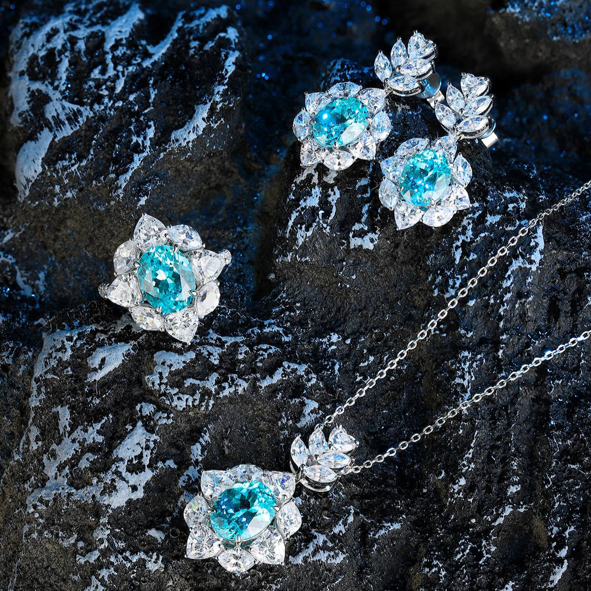 S925 Silver 4.64ct Lab Grown Paraiba Necklace A