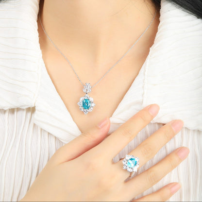 S925 Silver 4.64ct Lab Grown Paraiba Necklace A