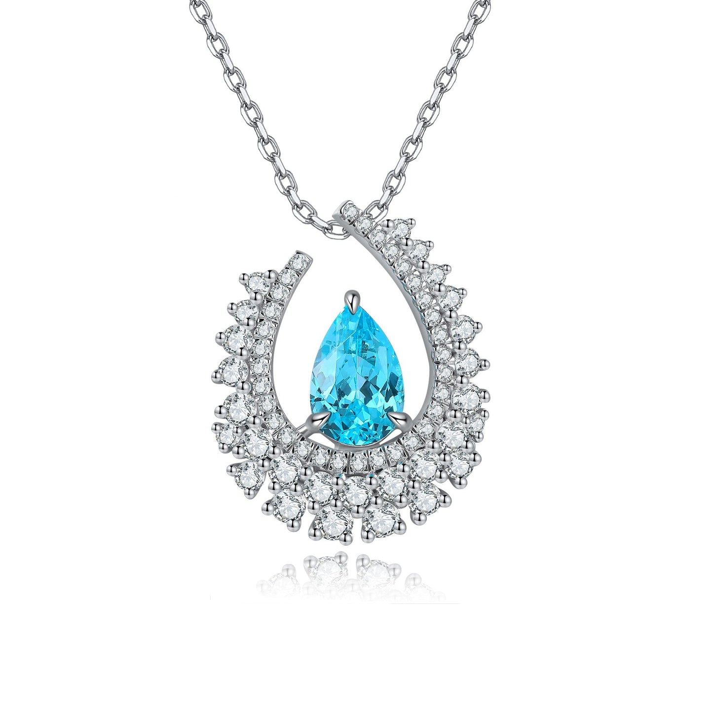 S925 Silver 3.4ct Lab Grown Paraiba Necklace A