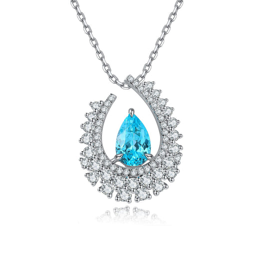 S925 Silver 3.4ct Lab Grown Paraiba Necklace A