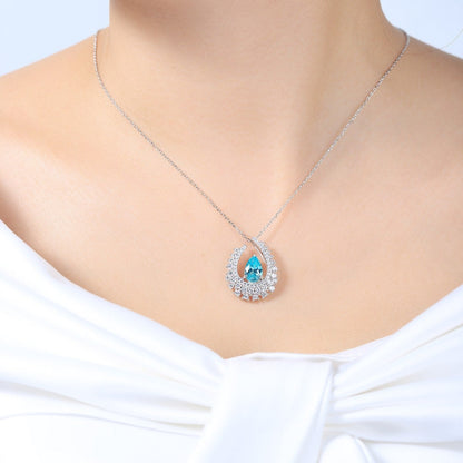 S925 Silver 3.4ct Lab Grown Paraiba Necklace A