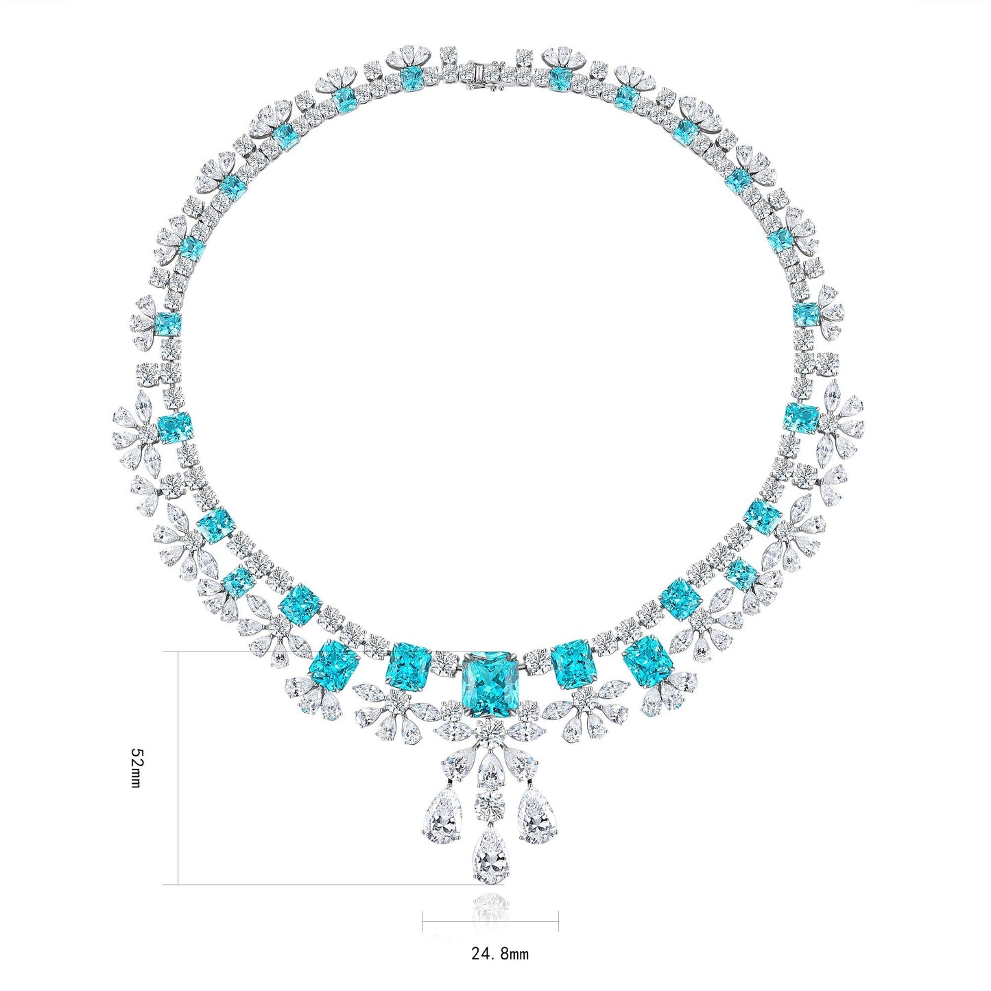 S925 Silver 69.85ct Lab Grown Paraiba Luxury Large Chain W