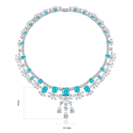 S925 Silver 69.85ct Lab Grown Paraiba Luxury Large Chain W