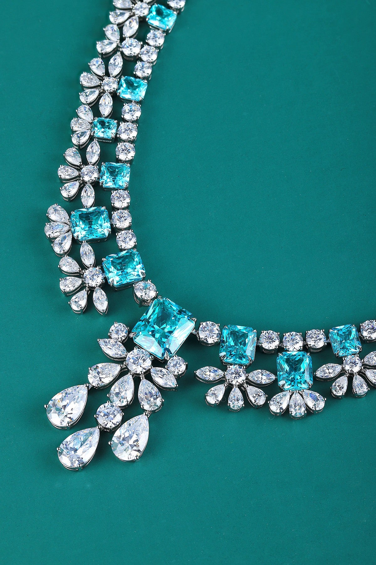 S925 Silver 69.85ct Lab Grown Paraiba Luxury Large Chain W