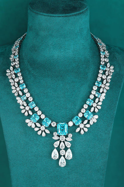 S925 Silver 69.85ct Lab Grown Paraiba Luxury Large Chain W