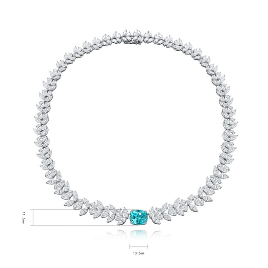 S925 Silver 16.31ct Lab Grown Paraiba Luxury Large Chain W