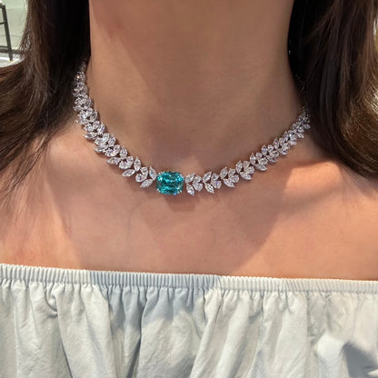 S925 Silver 16.31ct Lab Grown Paraiba Luxury Large Chain W