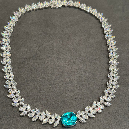 S925 Silver 16.31ct Lab Grown Paraiba Luxury Large Chain W