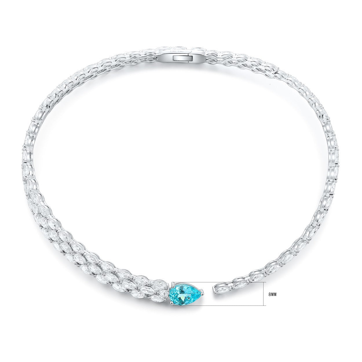 S925 Silver 5.28ct Lab Grown Paraiba Large Chain W