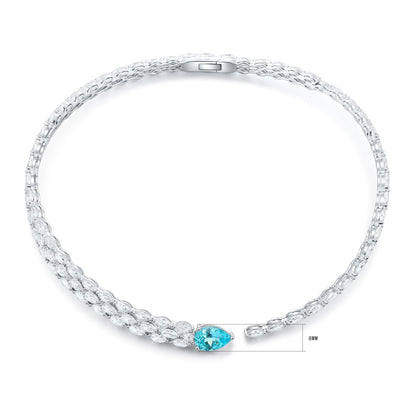 S925 Silver 5.28ct Lab Grown Paraiba Large Chain W