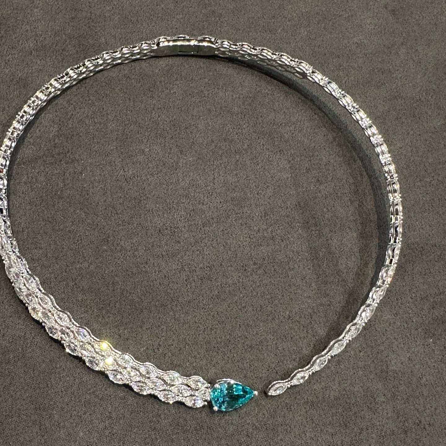 S925 Silver 5.28ct Lab Grown Paraiba Large Chain W