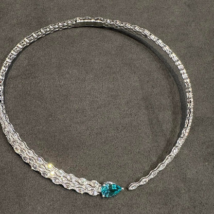 S925 Silver 5.28ct Lab Grown Paraiba Large Chain W
