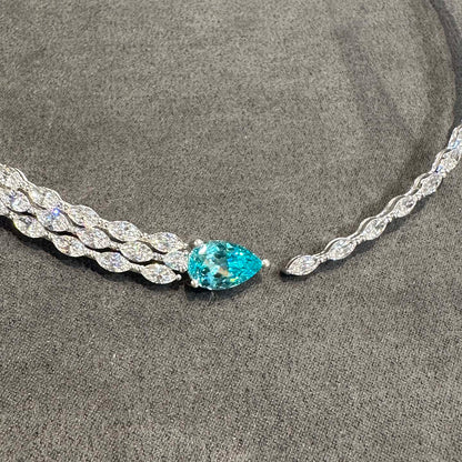 S925 Silver 5.28ct Lab Grown Paraiba Large Chain W