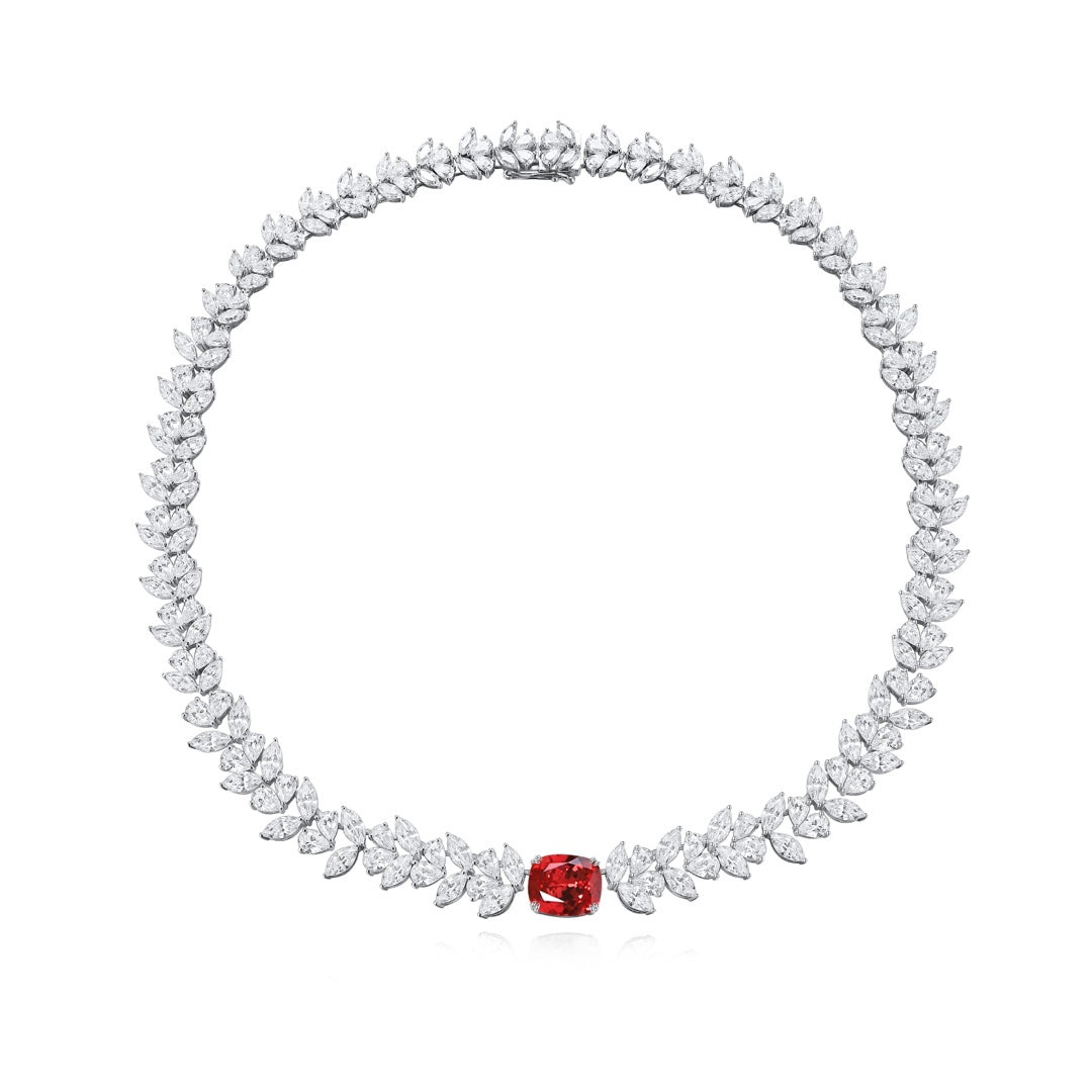 S925 Silver 10.42ct Lab Grown Papalacha Necklace W