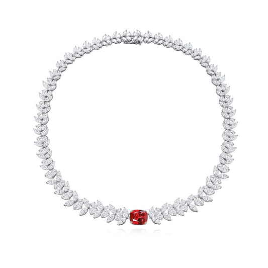 S925 Silver 10.42ct Lab Grown Papalacha Necklace W