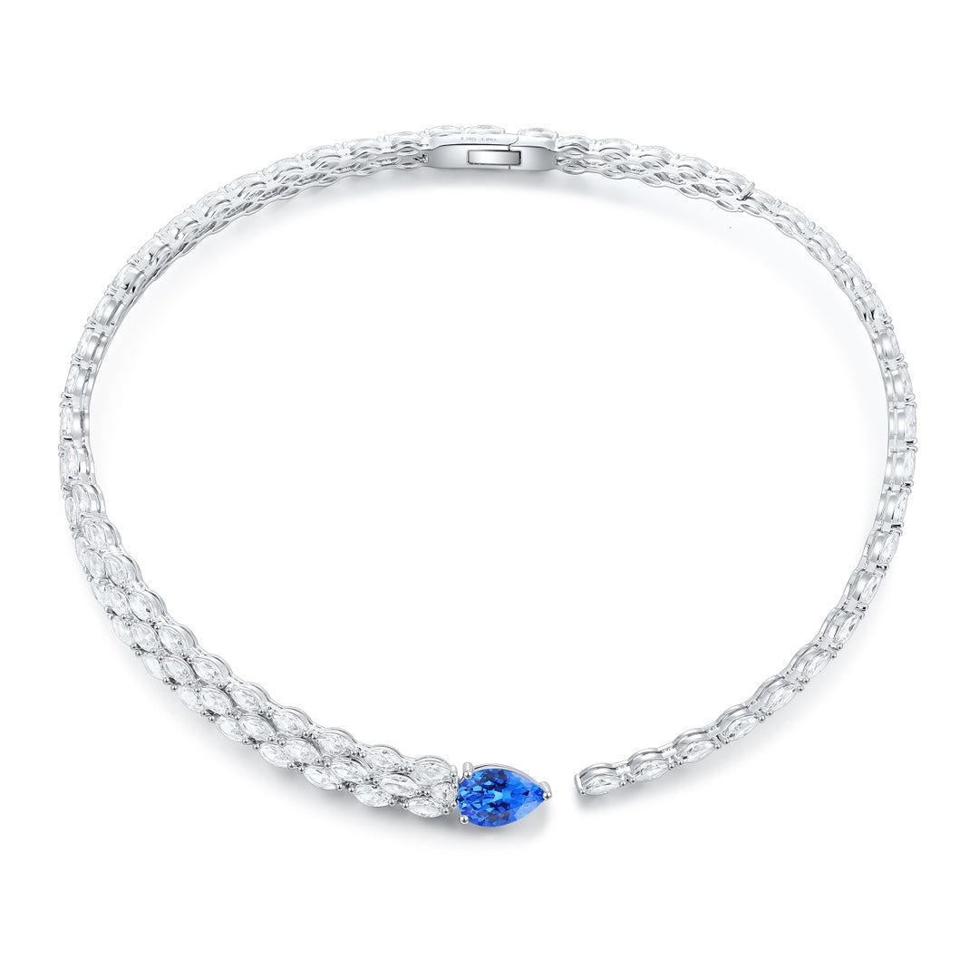 S925 Silver 3.88ct Lab Grown Cobalt Pointed Crystal Necklace W