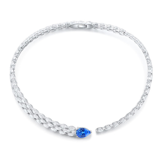 S925 Silver 3.88ct Lab Grown Cobalt Pointed Crystal Necklace W