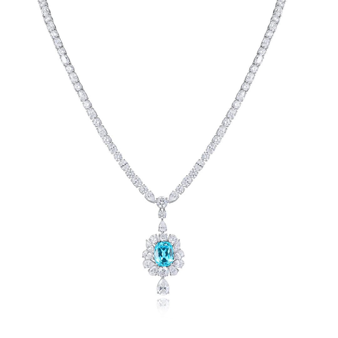 S925 Silver  8.1ct  Lab Grown Paraiba Luxury Large Chain A