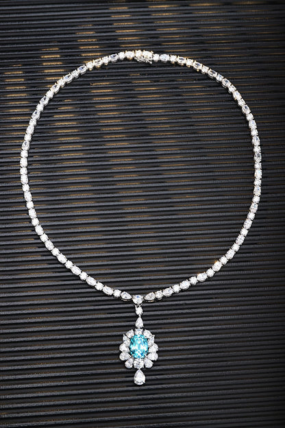 S925 Silver  8.1ct  Lab Grown Paraiba Luxury Large Chain A