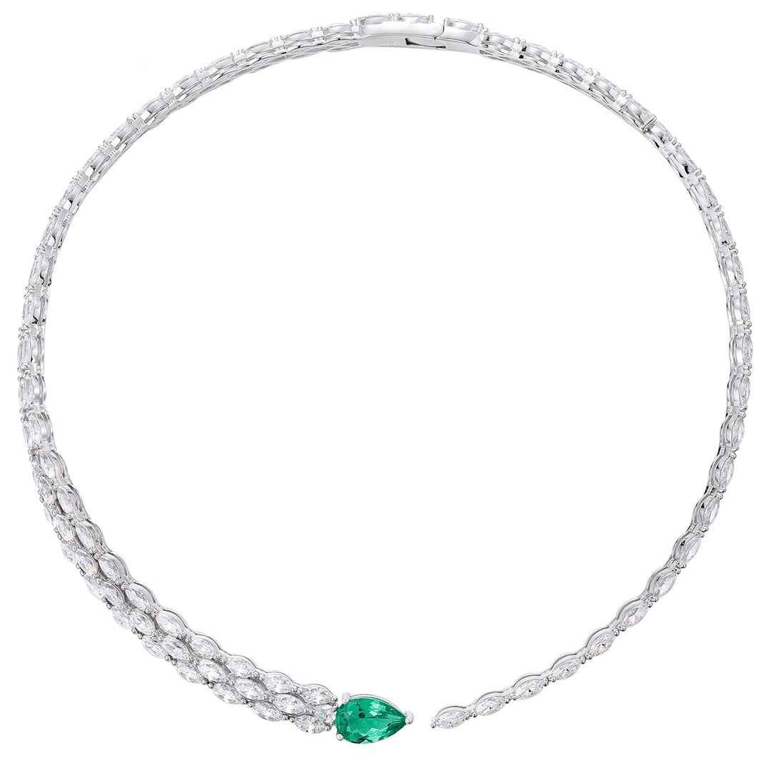 S925 Silver 2.99ct Lab Grown Emerald Necklace W