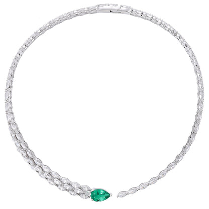 S925 Silver 2.99ct Lab Grown Emerald Necklace W