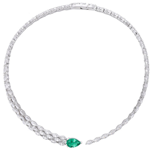 S925 Silver 2.99ct Lab Grown Emerald Necklace W