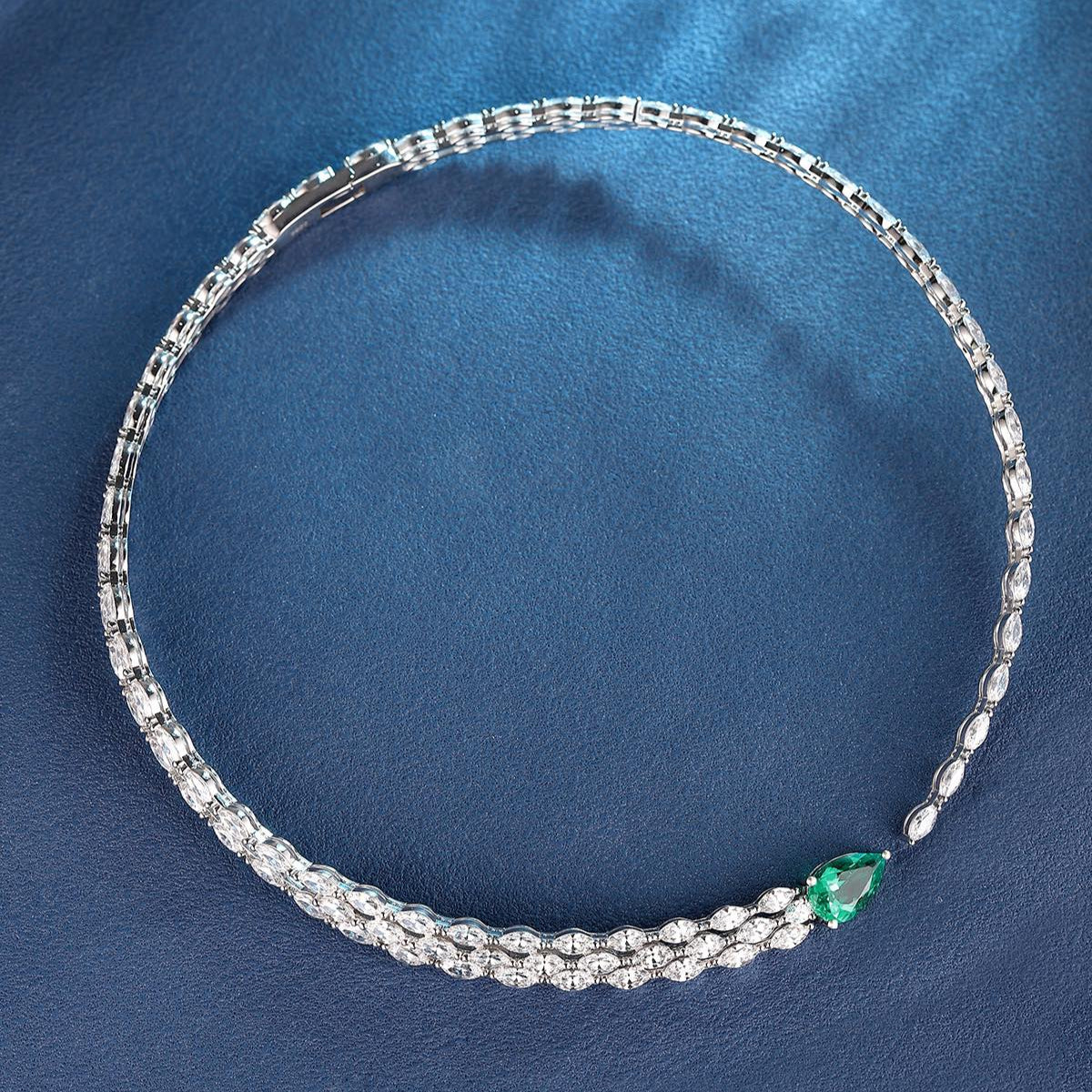 S925 Silver 2.99ct Lab Grown Emerald Necklace W