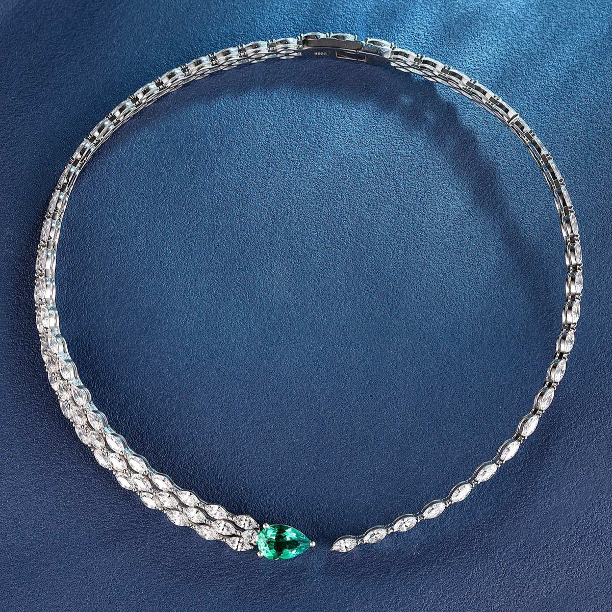 S925 Silver 2.99ct Lab Grown Emerald Necklace W