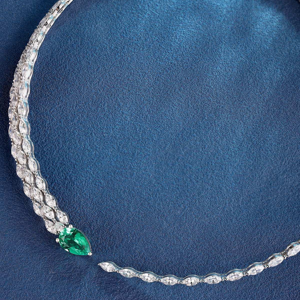 S925 Silver 2.99ct Lab Grown Emerald Necklace W