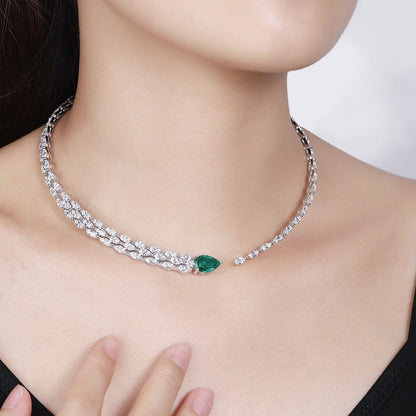 S925 Silver 2.99ct Lab Grown Emerald Necklace W