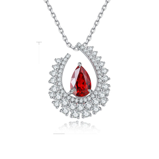 S925 Silver 2.7ct Lab Grown Ruby Treasure Necklace W