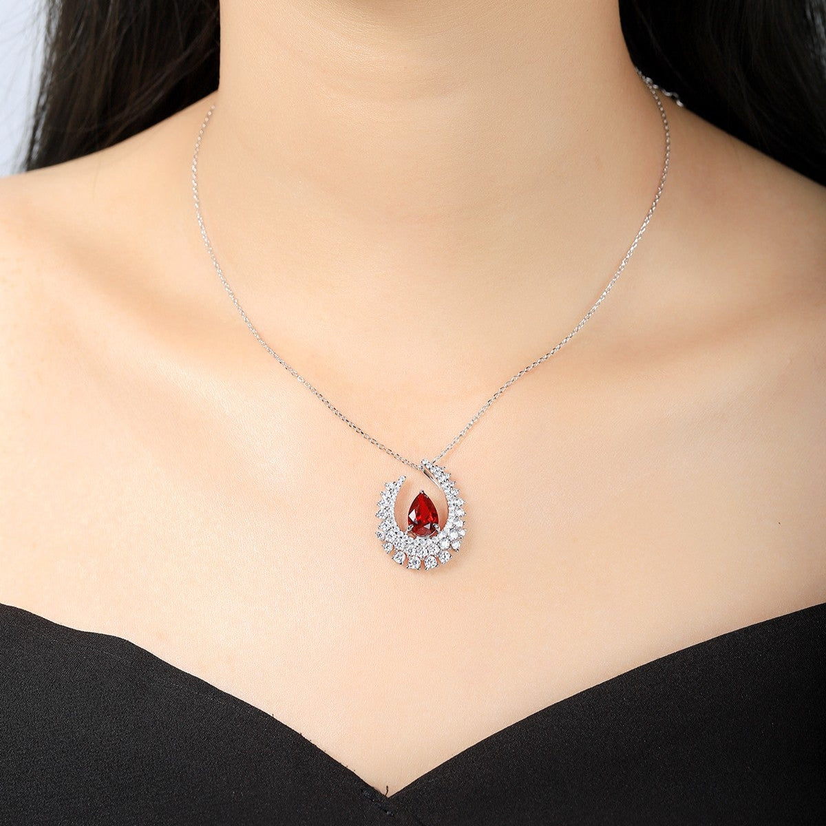 S925 Silver 2.7ct Lab Grown Ruby Treasure Necklace W