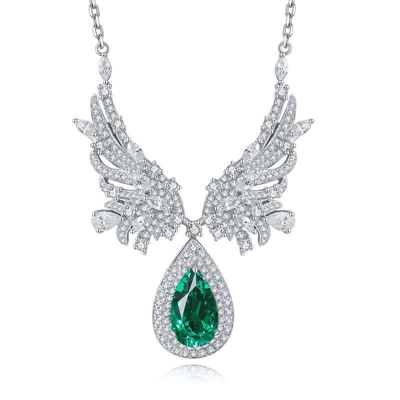 S925 Silver 3.25ct Lab Grown Emerald Necklace W
