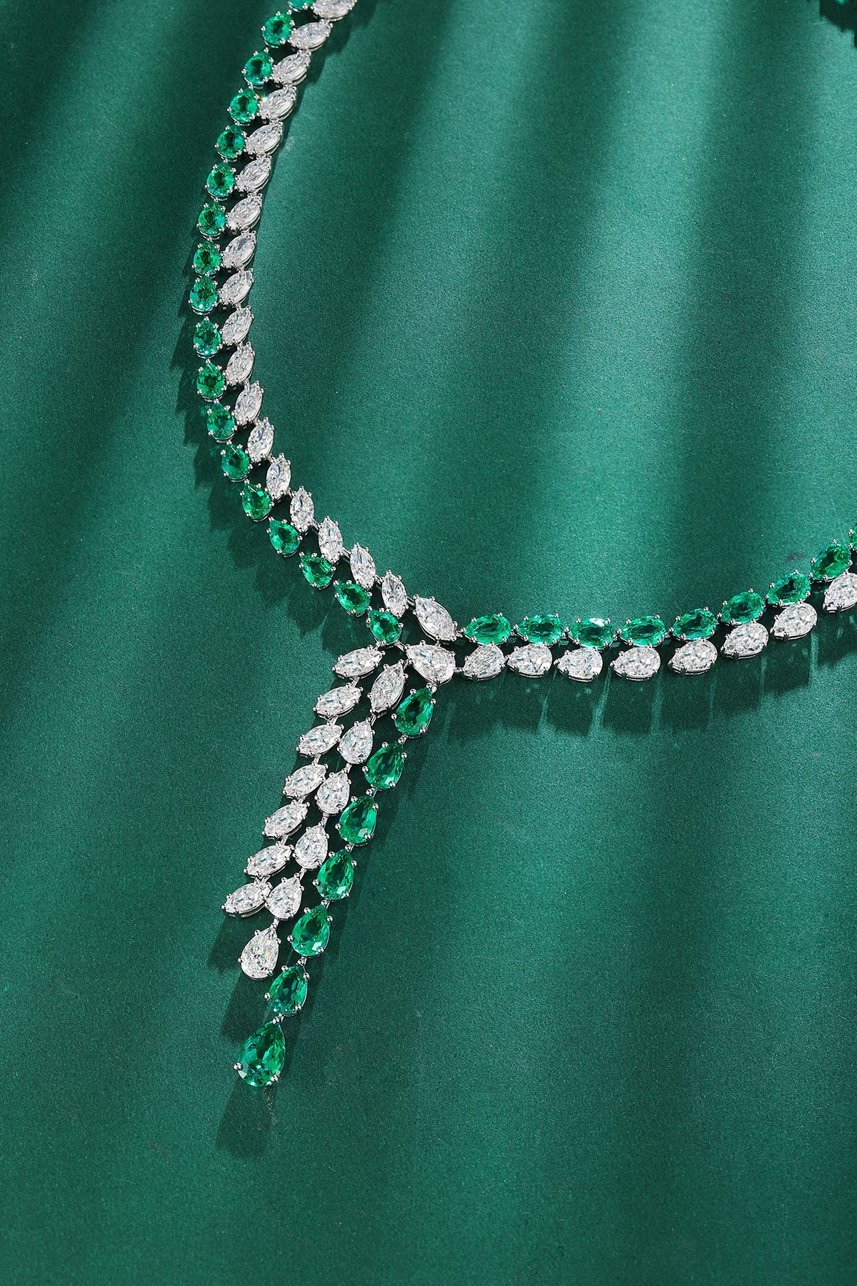 S925 Silver 31.16ct Lab Grown Emerald Luxury Large Chain W
