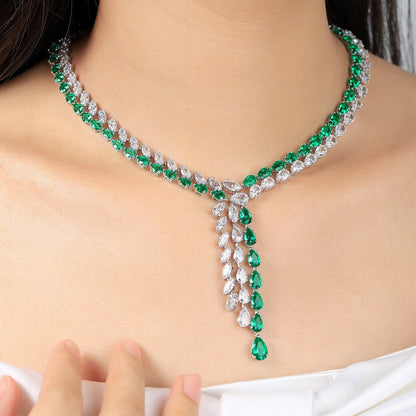S925 Silver 31.16ct Lab Grown Emerald Luxury Large Chain W