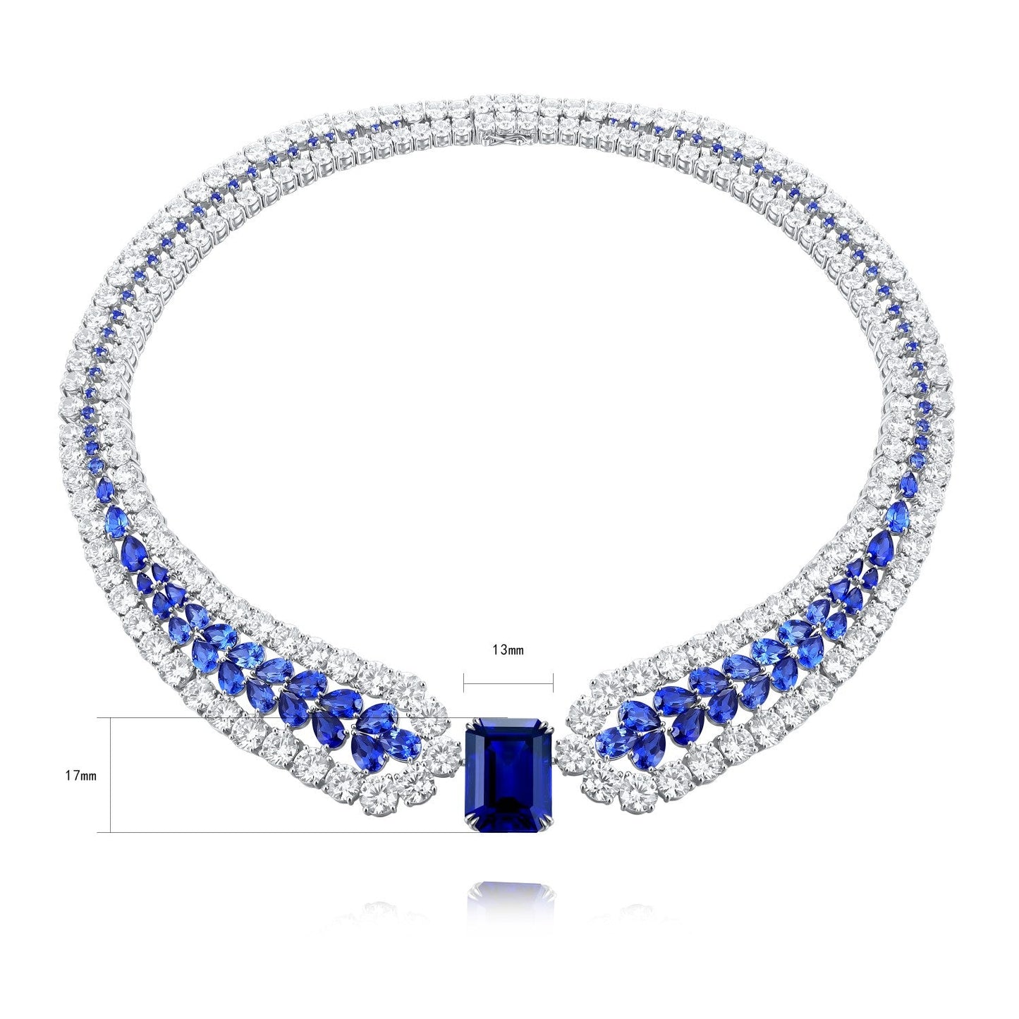 S925 Silver 48.33ct Lab Grown Blue Treasure Luxury Large Chain W