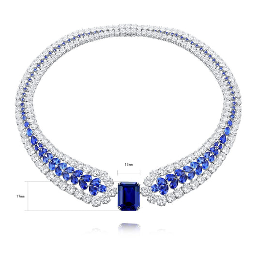 S925 Silver 48.33ct Lab Grown Blue Treasure Luxury Large Chain W