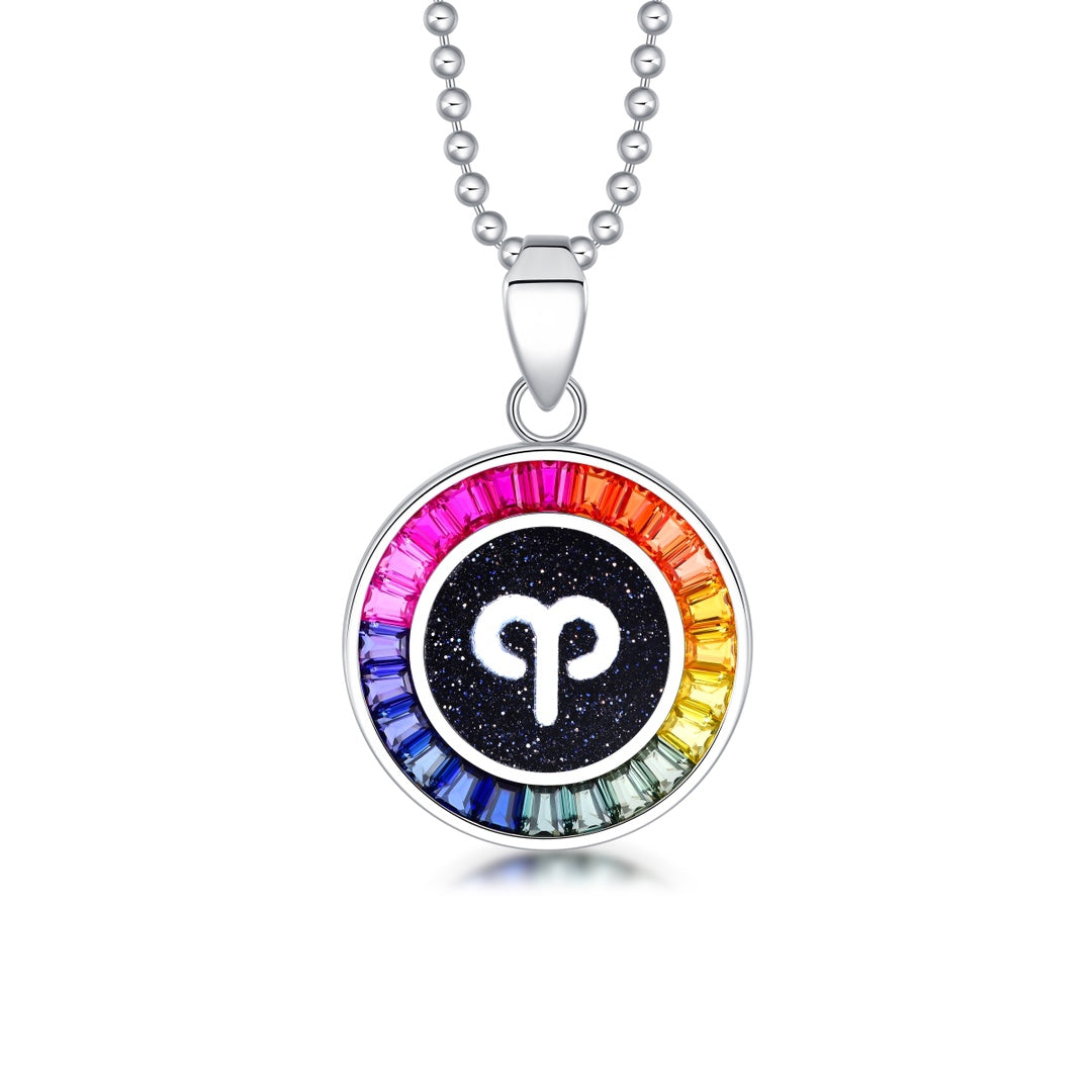 Constellation Series S925 Silver Cultivation Color Blue Treasure Necklace A