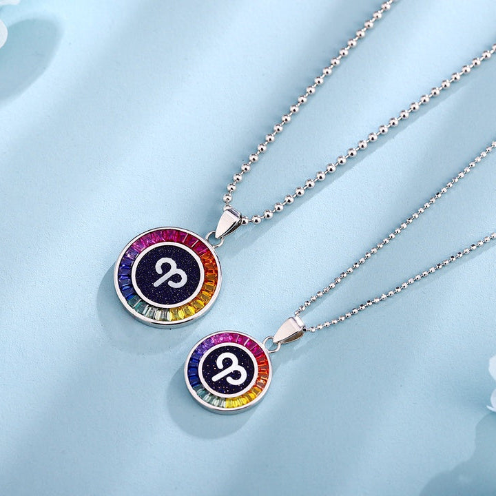 Constellation Series S925 Silver Cultivation Color Blue Treasure Necklace A