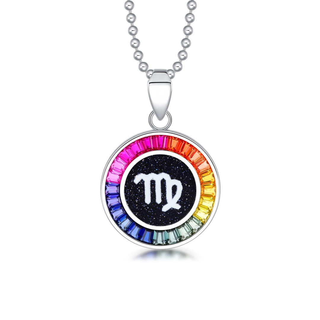Constellation Series S925 Silver Cultivation Color Blue Treasure Necklace A