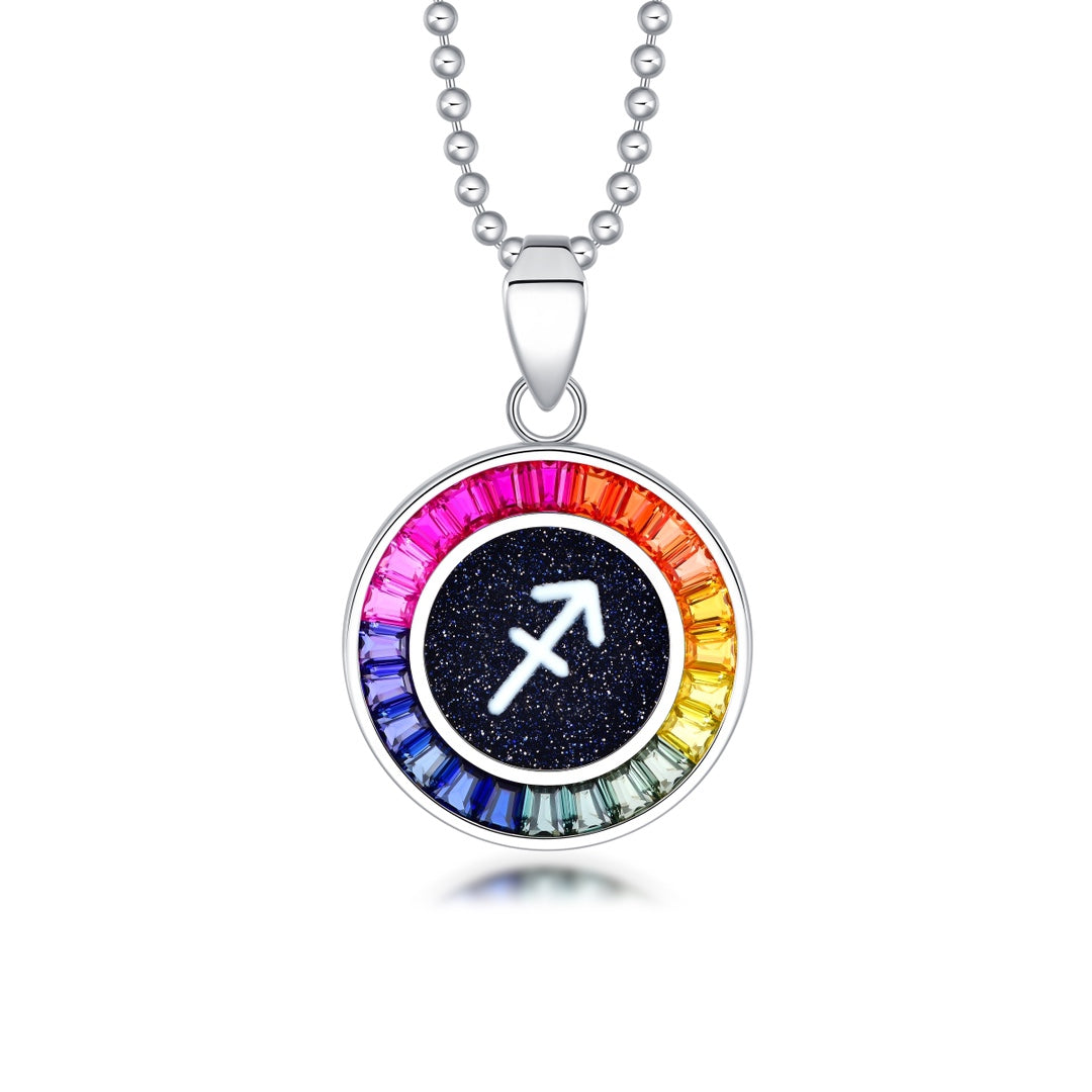 Constellation Series S925 Silver Cultivation Color Blue Treasure Necklace A