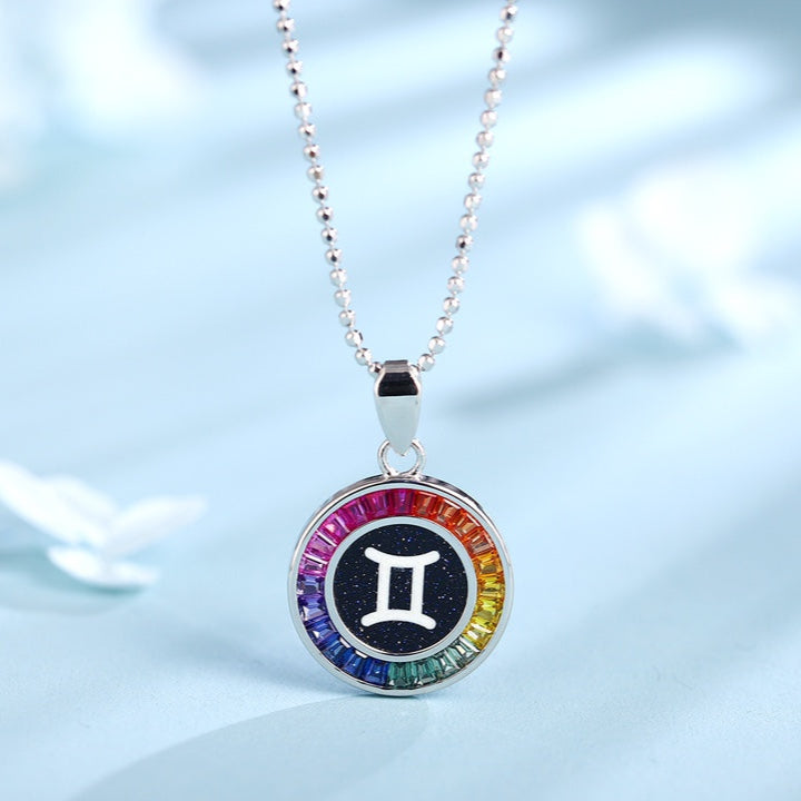 Constellation Series S925 Silver Cultivation Color Blue Treasure Necklace A